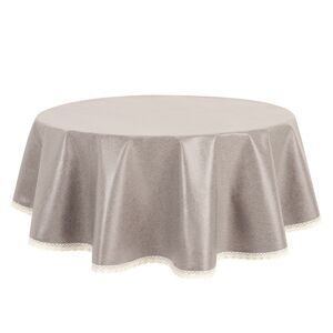 1 Pack Tablecloth Oil-Proof Water-Proof TPU Table 55inch Round Light Coffee